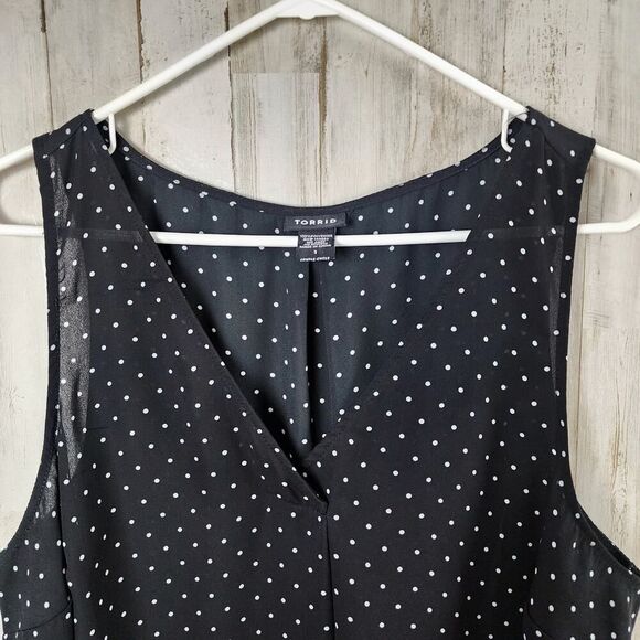 Talbots Georgette Tunic Tank Black Dots Size 1 - Picture 10 of 10
